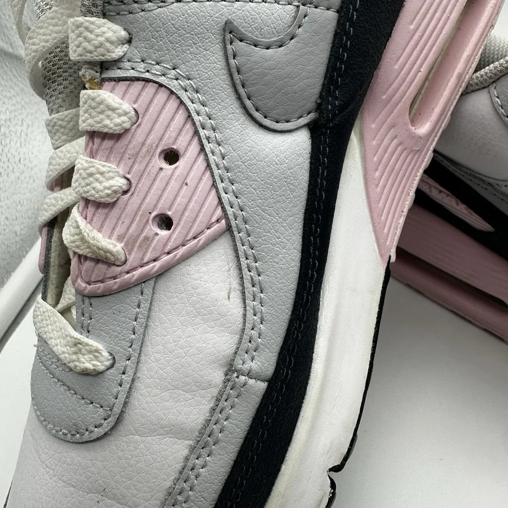 Nike Air Max 90 Shoes Girls Size 7Y White Pink Navy Sneakers HF6358-104